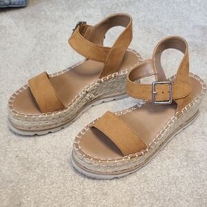 Tan Espadrille Wedge Sandals Size 7